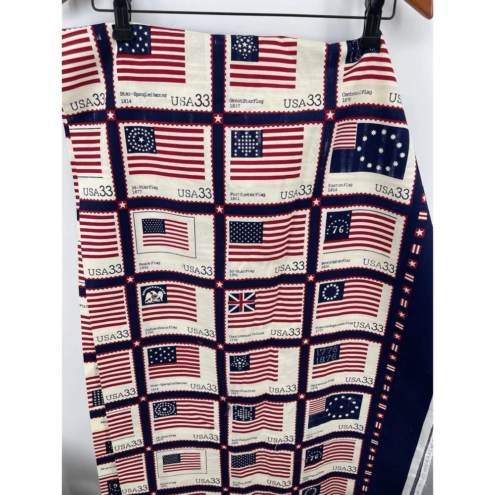 Vintage 2000 Cranston V.I.P. Fabric 100% Cotton Historical USA Flags 113x45